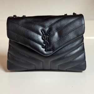 Yves Saint Laurent Black Chevron Crossbody Bag